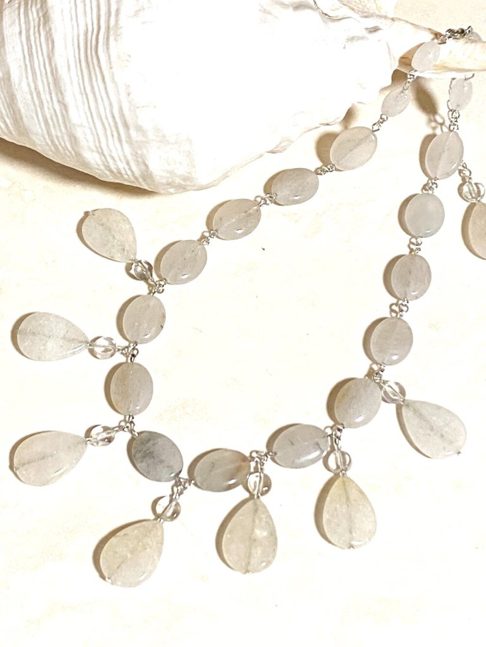 Tourmalinated Quartz Chandelier Necklace, Gemstone Vintage-inspired Necklace